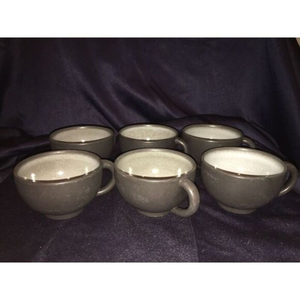6 JARS France ceramic‎ Cups French pottery 2-toned
